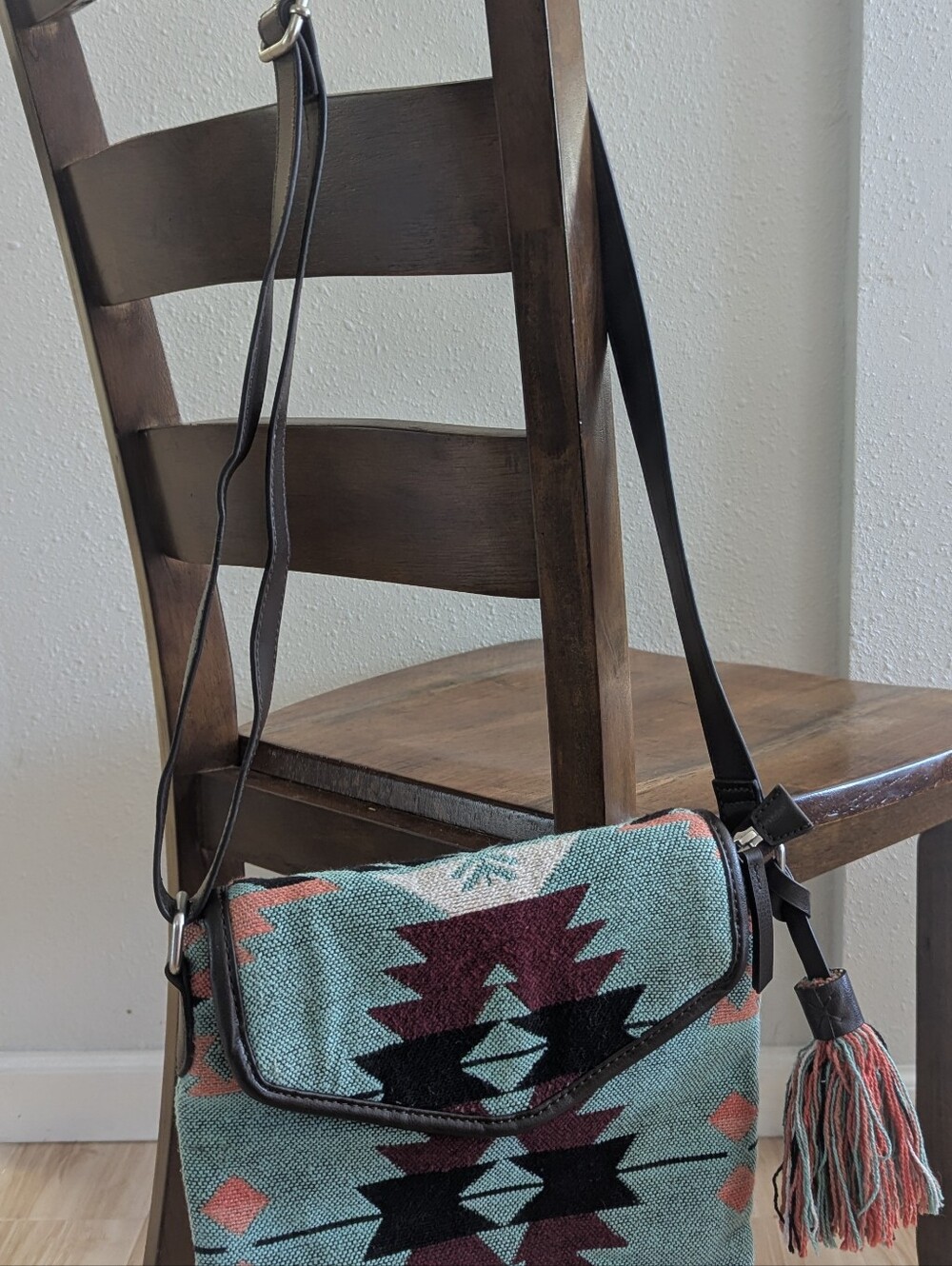 Nocona Western Tapestry Purse Crossbody Bag Southwestern Aztec Medium Sz Teal